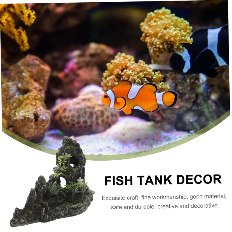 Levemolo Fish Tank Decoration Realistic Resin Rockery Large Scale Fish