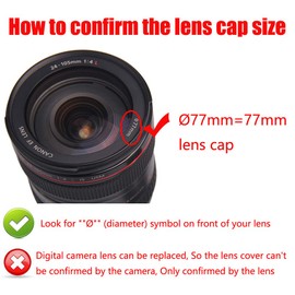 77mm Lens Cap Cover Compatible for Canon EF 16-35mm f/4L is USM Lens, EF 24-105mm f/4 Lens, for Nikkor 24-70mm f/2.8G ED Lens, 16-35mm f/4G ED VR Lens (2 Pack)