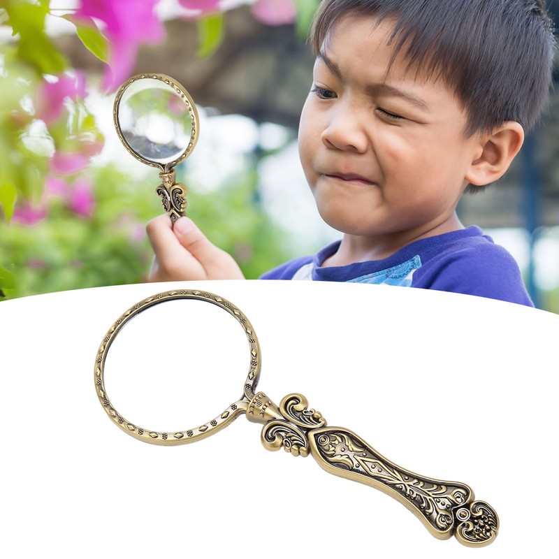 3X Retro Magnifying Glass Handheld Portable Exquisite Magnifying Glass for