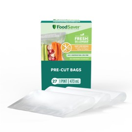 FOODSAVER FoodSaver Pint Pre-Cut Vacuum Seal Bags, Easy Use Vacuum Storage Bags, Align to Seal and Tear to Open Vacuum Sealer Storage Bags, 27 Pack