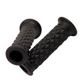 HTharros Bike Handle Grip, 0.9 inches (22.2 mm), Universal Handle Grip, Replacement, Rubber, Dress-Up Parts, Diamond Pattern, Left/Right Through, Black