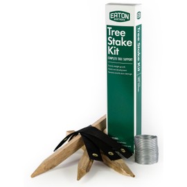 Eaton Brothers Tree Stake Kit – Complete Young Tree Support System with 3 Hardwood Stakes, 3 Poly Straps & 30 ft Galvanized Wire – Protects New Trees from Wind & Leaning