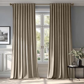 MIULEE Taupe Velvet Curtains 84 inches - Luxury Blackout Curtains for Bedroom Living Room Thermal Insulated Super Soft Window Drapes Rod Pocket & Back Tab, W52 x L84 inches, 2 Panels