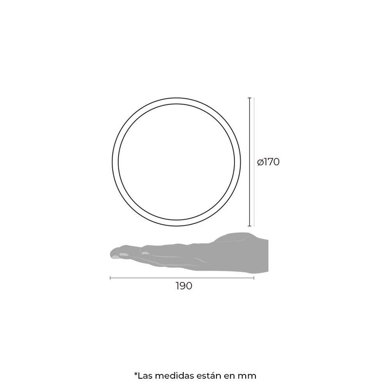 ILLUX Luminario Redondo Slim para Sobreponer en Techo, color Negro,