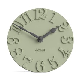 Jones Clocks® Hampstead desk clock | Freestanding | Sage green | Elegant raised moulded numerals | Ideal for shelf mantel living room home office or bedside