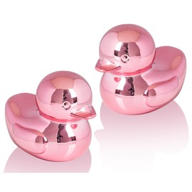 Artconal Small Duck Statue 3 inch (Pack of 2) Shiny Pink Accent Knick Knacks Paperweight for Bathroom Home Office Shelf Desk Table Decor, Cute Duck Gifts for Women