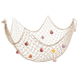 Fish Net Wall Decor with Shells - Fishing Net Decorative Nautical Mediterranean Style Cotton Photo Hanging Display Frame for Christmas Birthday Party Decorations Ornaments 79 x 40 Inch