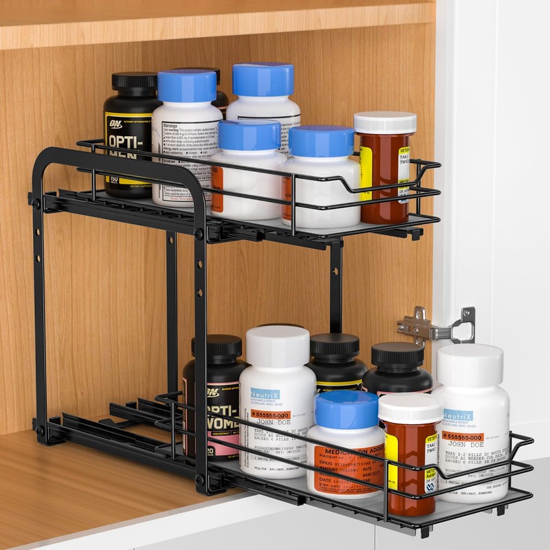 RCHYFEED Spice Organization for Cabinet, 2 Tier Pull Out Spice