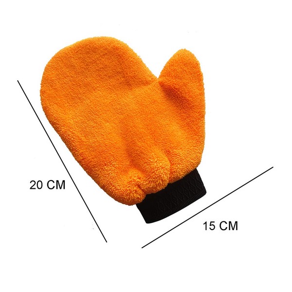 mollensiuer 1 Pair Cleaning Mittens Double Sided Coral Fleece Microfiber House and Car Cleaning Gloves (Orange and Gray)