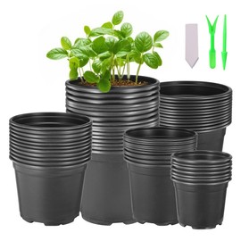 ATMTV 60 Pack Nursery Pots for Plants, 3.5/4/5/6/7 Inch Plastic Nursery Pots for Plants with Drainage Holes, Seed Starter Garden Pot for Planting,Transplanting,Flower,Succulents,Cuttings