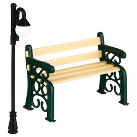 JOINPAYA Miniature Street Bench Set: Dollhouse Mini Bench Miniature Lamp Decor Mini Furniture Accessories for Micro Scene Dollhouse Decor