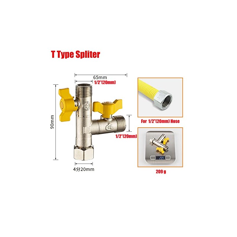 Garden Hose Splitter 2 Way, Heavy Duty Solid Brass Hose