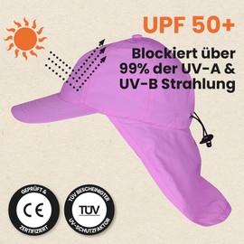 iQ-Company Jolly Fish Children's Sun Cap and Neck Guard , purple