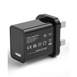 5V 3A 15W Black USB Charger, UK Usb Plug, USB-A Output, 100V-240V Input, for Phone, Tablet, Speakers