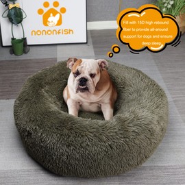 nononfish Dog Bed Mat for Medium Dogs, Army Green Orthopedic Pet Bed, 30x30x7 inches, High Density Fiber Cotton, Stuffed, Washable, Indoor, 30 pounds Weight Capacity