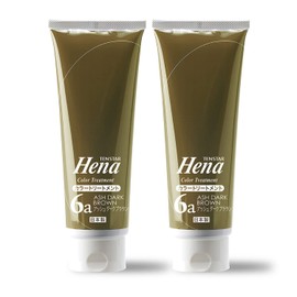Tentstar Henna Color Treatment, Ash Dark Brown, 8.8 oz (250 g) x 2, Coloring Cap + Point Brush Included, Gray Hair Dye, Made in Japan