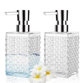 Soap Dispenser,2 Pack 12 Oz Acrylic Stylish Hand Liquid Soap Dispenser Laundry Lotion Dispenser Pump Bottle for Bathroom,Countertop,Kitchen Sink