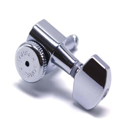 Hipshot Grip-Lock Vintage 6 Inline Staggered Closed 8.5mm Tuners with Universal Mounting Plate, Chrome
