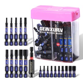 Geinxurn Impact SAE Hex Screwdriver Bits Set,43 Pcs(5/64"-5/16") Magnetic 1"& 2" Long S2 Steel Multi Hex Driver Bits with Magnetic Bit Holder Storage Colorful Box