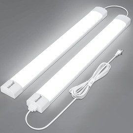 Airand Utility LED Light with Plug 2PCS Linkable Fixture 2FT 4FT Water-Proof Tube Light 5000K Under Cabinet Lighting,LED Closet Lights 18W for Workbench Kitchen Garage Workshop