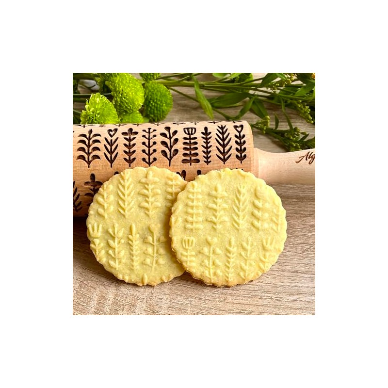HERB PLANZEN Embossing Rolling Pin for Homemade Pastries Engraved Rolling