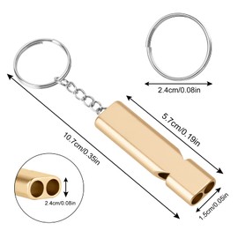 flintronic Pack of 2 Whistle, Emergency Whistle, Metal Whistle, Safety Whistle, Signal Whistle with Keyring for Camping, Survival, Emergency Survival, Training, Competition - Gold/Silver/Black
