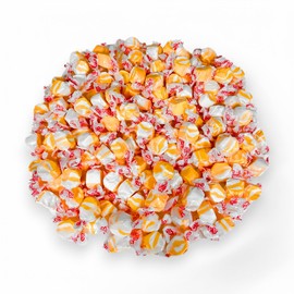 Premium Peaches N Cream Saltwater Taffy Chewy Candy Sweet Peach Flavor Bulk 1 Lb Bag 60+ Pieces Individually Wrapped, Nut & Gluten Free Treats (16-Oz)