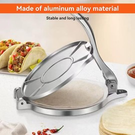 Tortilla Press, Tortilla Maker Manual Roti Maker Dough Press Quesadilla Maker Aluminum Alloy Tortilla Press Rotis Press Quesadilla Press for Taco(16cm-Silver)