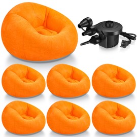 Realspring 6 Pcs Bean Bag Chairs for Adults Inflatable Chairs with Electric Air Pump, Blow up Chair Folding Portable Inflatable Couch Lazy Sofa for Reading Living Room Camping (Orange)