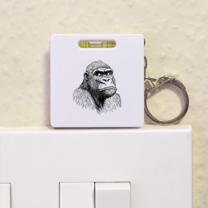 'Gorilla Portrait' Keyring Tape Measure/Spirit Level Tool (KM00041836)