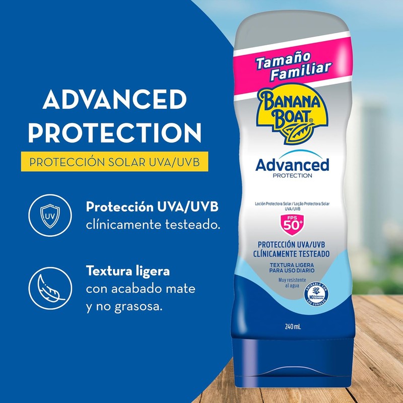 Banana Boat Advanced Protection Protector Solar 50 FPS Loción de