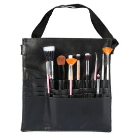 Jeffergarden Proffessional Bolso de maquillaje de cuero de PU Cepillo Cintura Bolso negro Cosmético Pinceles Titular Organizador Bolsa