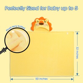 Hooded Baby Towels, Super Soft Baby Bath Towels with Hood, 2 PCS Cute 50" x 32" Kids Bath Towels for Boys, Girls, Newborn Essentials, Coral Fleece Kids Towel with Hood, Blue & Yellow