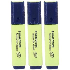 Staedtler Yellow Highlighter Pens Textsurfer Classic Fast Dry Ultra Soft 1-5mm Chisel Tip Refillable Ink Jet Safe Copy Proof 364-1 (Pack Of 3)