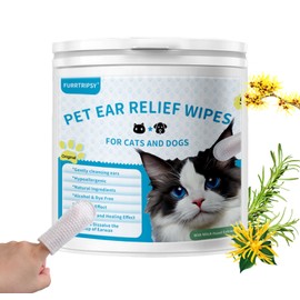 Furrtripsy Ear Finger Wipes for Dogs & Cats,Effectively Remove Ear Wax,Debris-Dog Wipes Cleaning Deodorizing,Relief Cat Ear Cleaner,Dog Ear Cleaner Wipes,Natural Ingredients-50 Count