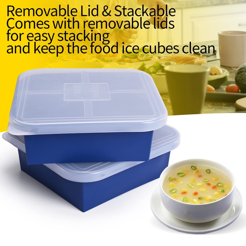 Kinggrand Kitchen 4 Cup Silicone Freezer Molds 2 Pack Soup