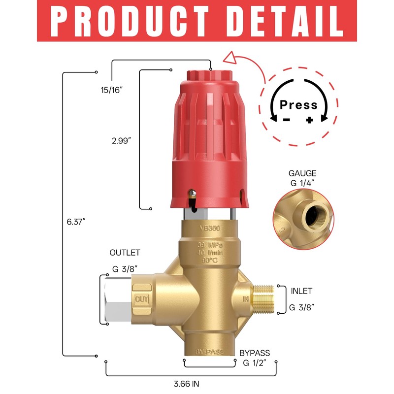 xendy washer Upgraded 350 Unloader Valve for Pressure Washer Pump
