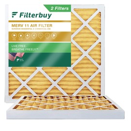 Filterbuy 24x24x2 Air Filter MERV 11 Allergen Defense (2-Pack), Pleated HVAC AC Furnace Air Filters Replacement (Actual Size: 23.38 x 23.38 x 1.75 Inches)