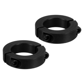 PATIKIL Bore 35mm Double Split Shaft Collar 57mm OD 15mm Thickness, 2 Pack 45#Carbon Steel Locking Collar Clamp Style with Set Screw for Machine Tools Industry, Black