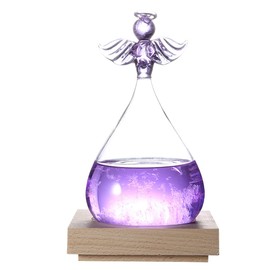 Joyzan Storm Glass Weather Predictor, Predicting Forecaster Glass Barometer Water Drop Cloud Station Office Home Decor Decorative Bottle Tabletop Crystal Desktop Decoration Wood Base Christmas Gift