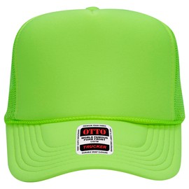 Joe's USA OTTO Foam Trucker Hats - Customizable 5-Panel High Crown Mesh Back Caps for DIY, Bulk, and Wholesale - Neon Green