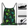 Richugui Backpack with Drawstring, Green, Black, Frogs, Drawstring Bag, Sports,