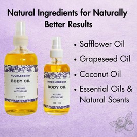 NATURE'S APOTHECARY Huckleberry Body Oil | Ultra-Moisturizing | Wildly Luxurious - All-Natural, Hypoallergenic Bath, Body, & Massage Oil - Handmade in USA by DAYSPA Body Basics (Small 4 oz.)