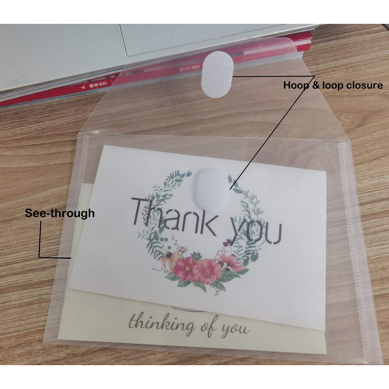 YESSART 5x7 Small Plastic Envelopes Receipt Check Storage File Holder