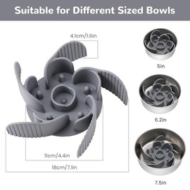 MateeyLife Slow Feeder Dog Bowls Large Breed & Medium Breed with Suction Cups Cuttable Dog Slow Feeder Bowl, Slow Feeder Insert Fits Dog Bowls Slow Feeder with Metal Slow Feeder Dog Bowl (Gray)