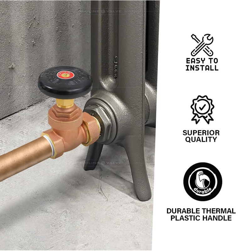 Midline Valve 6I33 Steam Radiator Gate Valve; Air Vent Temperature