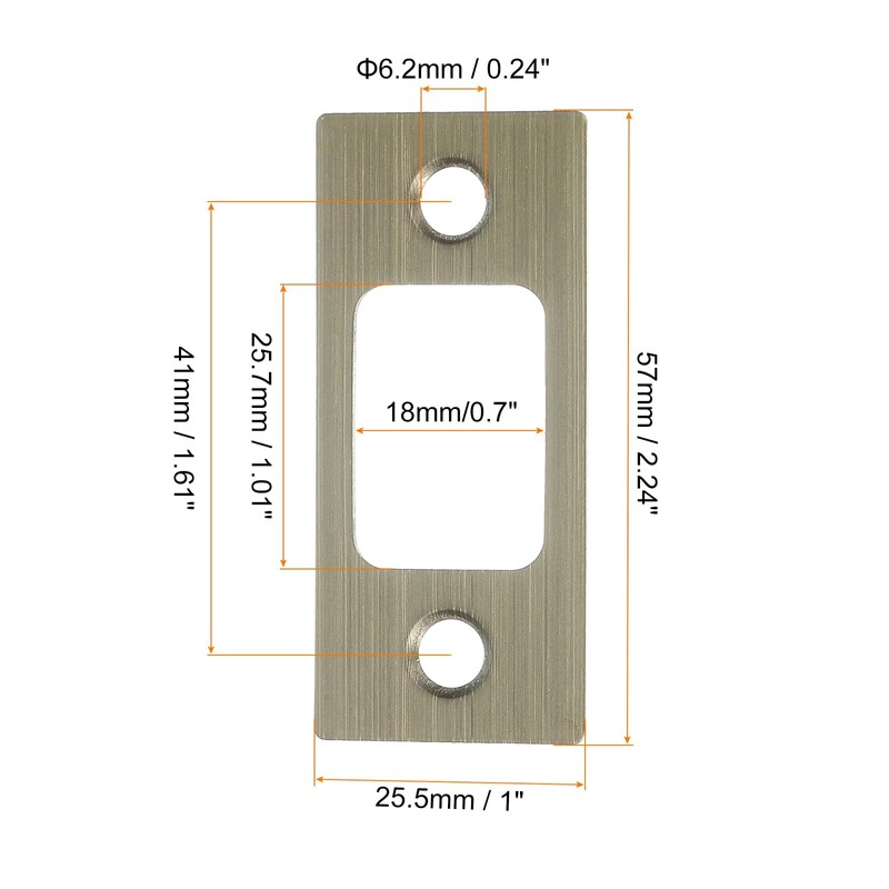 sourcing map 4 Sets Door Strike Plate, 57mm x 25.5mm