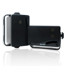 Herdio 3.5" Outdoor Bluetooth Speakers Wired Waterproof, 200W 3 Way Upgrade Premium Wall Mount Speakers, Durable Mountable Loud Sound System for Patio Indoor Deck Garage (Black Pair)