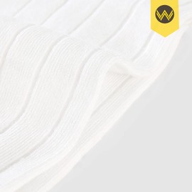 WANDER Classic Ribbed Dress Socks 8 pairs Men's Cotton Solid Premium Socks Seamless Soft White 7-12