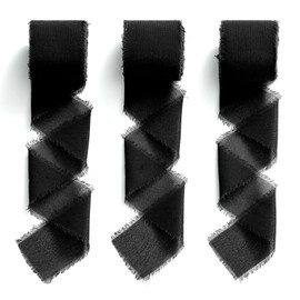 Chiffon Ribbon Black Gift Ribbon 38 mm x 19.2 m Decorative Ribbon MORSUNBELA Ribbon Decoration Fabric Ribbon for Wedding Party Valentine's Day Birthday Gifts